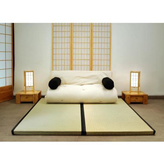 Combinaison 2 Tatamis(90x200x5,5cm) futon en Coton 1 Couche Latex (90x200x14cm)