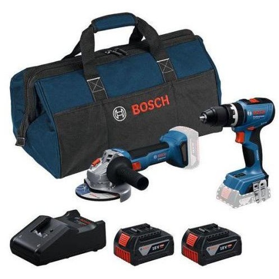 COMBO KIT 2 OUTILS 18V : GSB 18V-65 + GWS 18V-8 + 2 batteries GBA 4,0Ah + chargeur GAL 18V-40