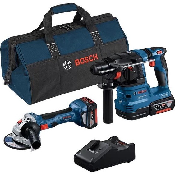 Combo-kit 2 outils 18V (GWS 18V-7 + GBH 18V-22) + 2 batteries 4Ah + chargeur rapide + sac - BOSCH - 0615A50037