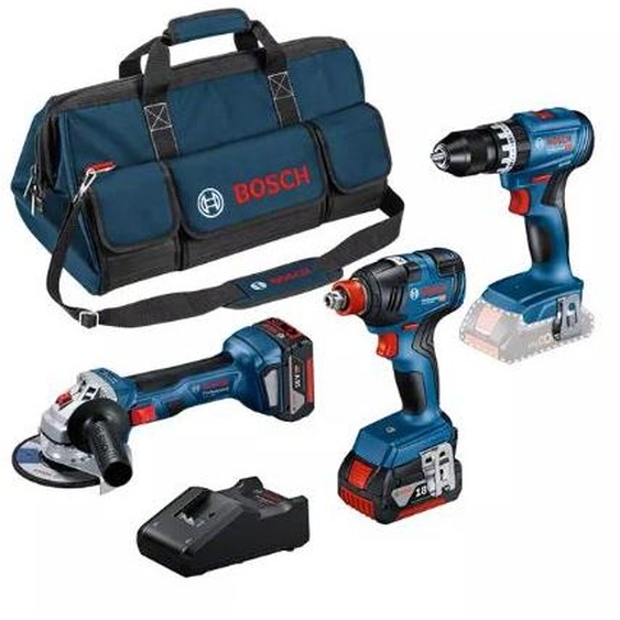 Combo kit 3 machines 18 V (GWS7/GSB45/GDX200) + 2 batteries 5 Ah + sac BOSCH 0615990N31