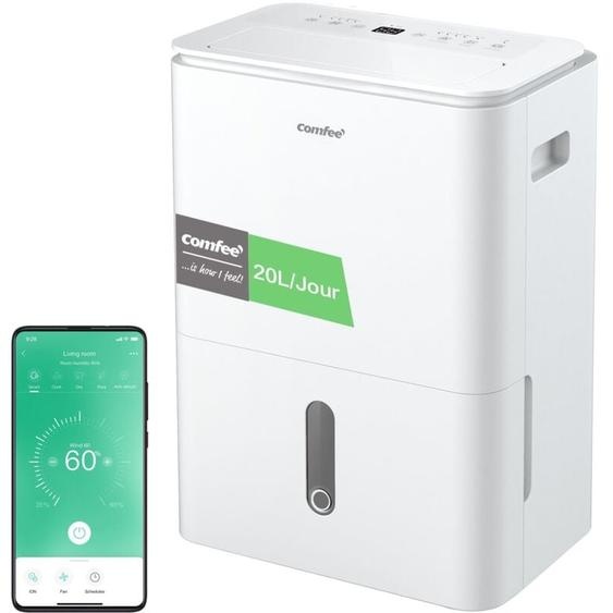 Comfee Déshumidificateur 20L/jour, 4 Modes, Sèche-Linge, Réservoir 3L, Pour pièce de 40㎡/100m³, Fonctionne avec Alexa [énergétique A]