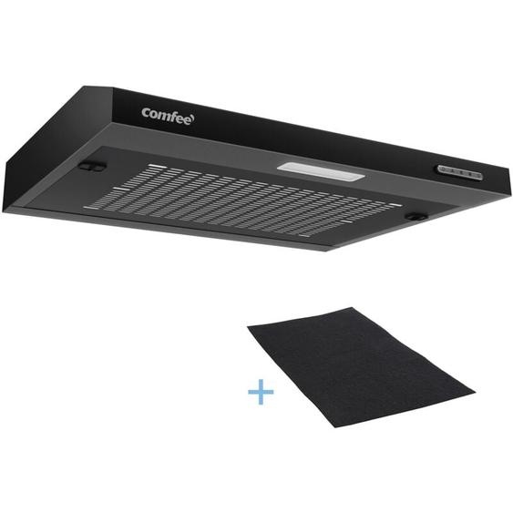 Comfee - Hotte Aspirante Casquette Visière- 60cm-3 Vitesses-Évacuation et Recyclage-LED Lampe-Filtre en Coton Noir en Inox [Classe Énergétique b]