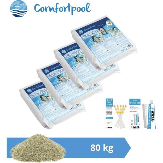 Comfortpool Billes de verre - Adapté à la pompe de filtration à sable - 80 kg & brosse à récurer WAYS
