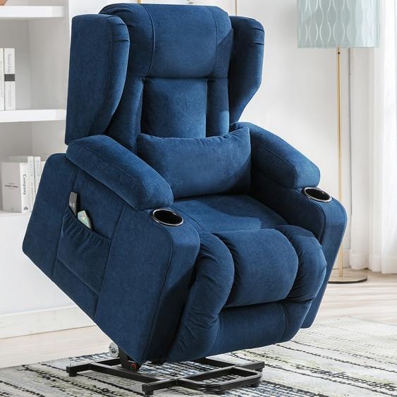COMHOMA Fauteuil de relaxation debout Fauteuil de massage TV inclinable avec massage Fauteuil ergonomique Connexion USB Tissu de surface bleu