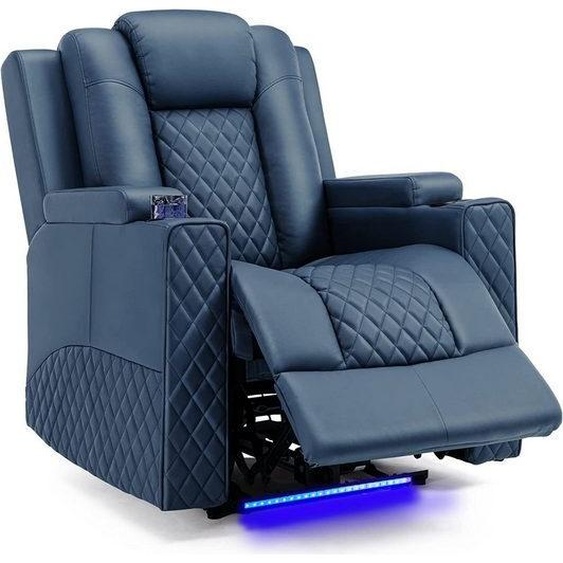 COMHOMA Fauteuil de relaxation électrique TV avec fonction massage, lumières LED, télécommande, sac de rangement et 2 porte-boissons