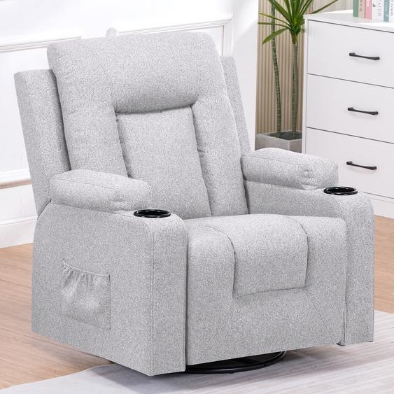 COMHOMA Fauteuil de relaxation Fauteuil TV en tissu avec fonction chaise longue Fauteuil TV réglable, Recliner Chair, gris clair-tissu
