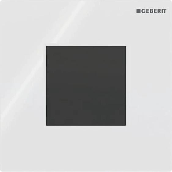 Commande pour urinoir Geberit avec déclenchement électronique de la chasse deau, alimentation secteur, type 01 plaque de recouvrement, carrée, blanc alpin, 1 pièce.