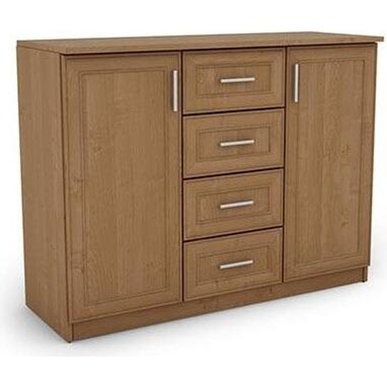 Commode 120 en aspect chêne avec ferrures Premium - 120x92x44 cm, à monter soi-même