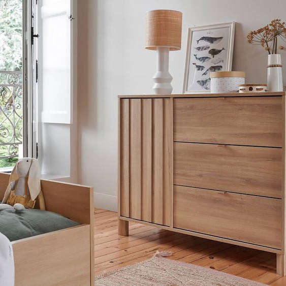 Commode 3 Tiroirs 1 Porte Julia Chêne