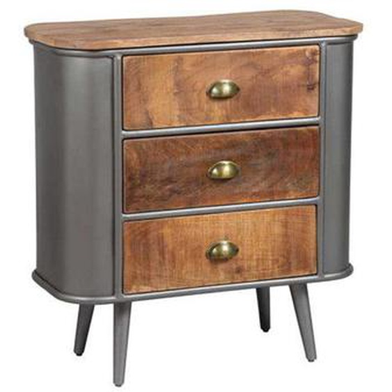 Commode 3 tiroirs Bois/Metal - JINK - L 75 x l 35 x H 80