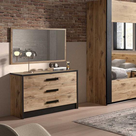 Commode 3 tiroirs Chêne - GREELEY - L 110 x l 47 x H 73 cm