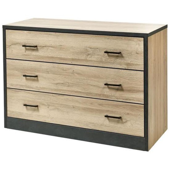 Commode 3 tiroirs Chêne naturel - OUDONG - L 110 x l 48 x H 77