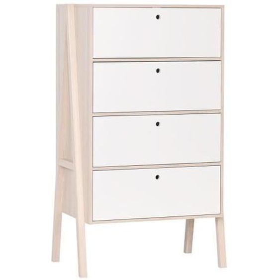 Commode 3 tiroirs et 1 porte abattant - SPOT - CaliCosy Décor Bois Acacia Et Blanc