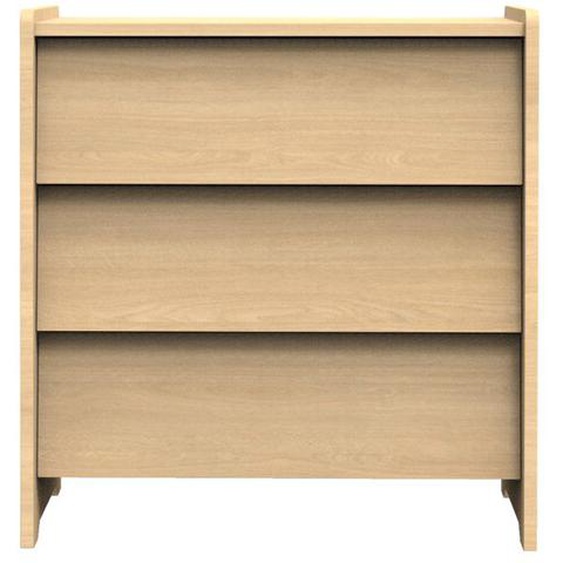 Commode 3 tiroirs façades inclinées en bois décor chêne miel - Cannelle
