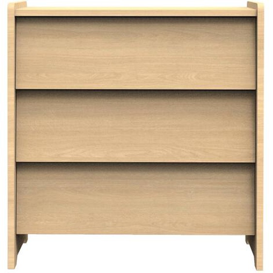Commode 3 Tiroirs Façades Inclinées En Bois Décor Chêne Miel - Cannelle Marron