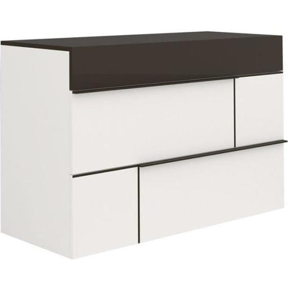 Commode 3 tiroirs Gris anthracite/Blanc - FLORINE - L 120 x l 50 x H 85