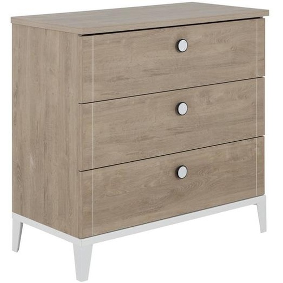Commode 3 Tiroirs Marcel Chêne Blond-blanc