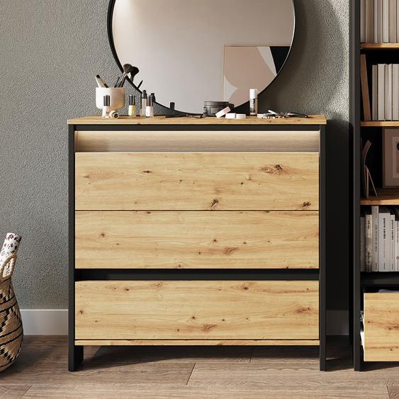 Commode 3 tiroirs SPOTLEN bois et graphite