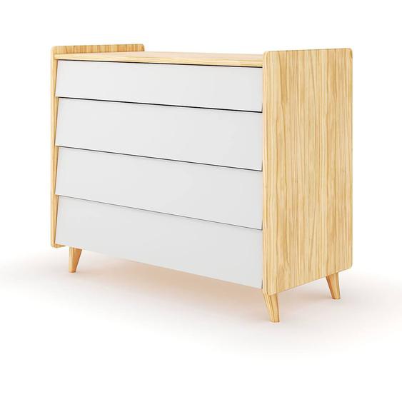 Commode 4 Tiroirs Bois Massif Peter Bois Et Blanc