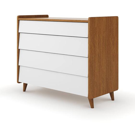 Commode 4 Tiroirs Bois Massif Peter Noisette Et Blanc