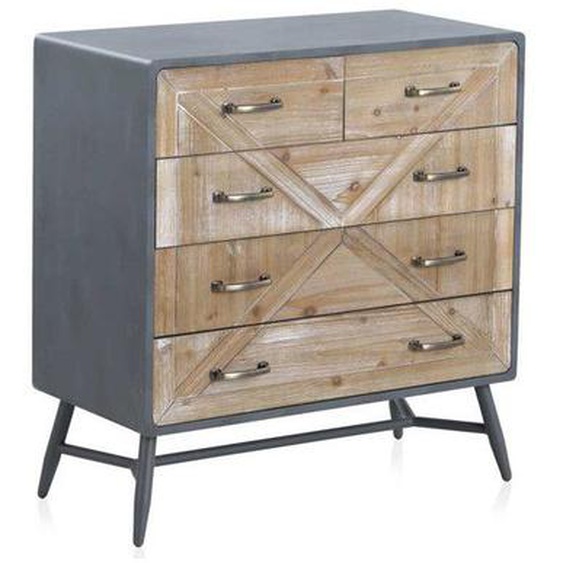 Commode 4 tiroirs Gris métal/Bois - ANNETTE - L 78 x l 41 x H 82