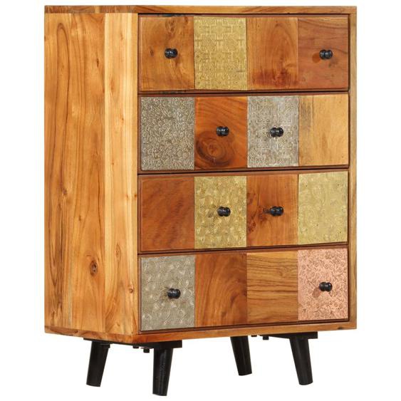 Commode 55x30x75 cm bois dacacia massif et métal