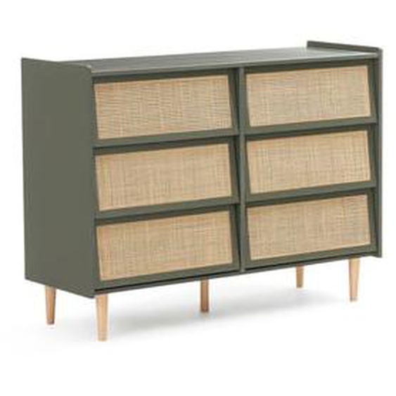 Commode 6 tiroirs en cannage, Taga