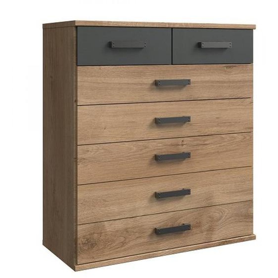 Commode 7 tiroirs GALWAY style industriel  chêne / graphite