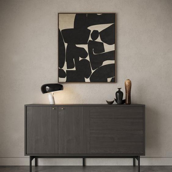 Commode à deux portes et quatre tiroirs - OLAR - 154 cm - couleur du bois de frêne Portland