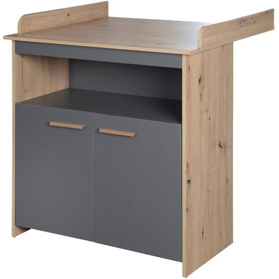 Commode À Langer 2 Portes 1 Niche Anna Anthracite - Chêne Kent
