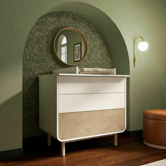 Commode À Langer 3 Tiroirs Sasha Blanc Et Bois