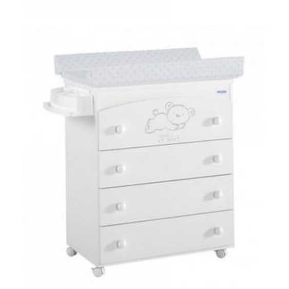 Commode à langer avec baignoire B-970 Sweet Bear Blanc Etoiles Gris