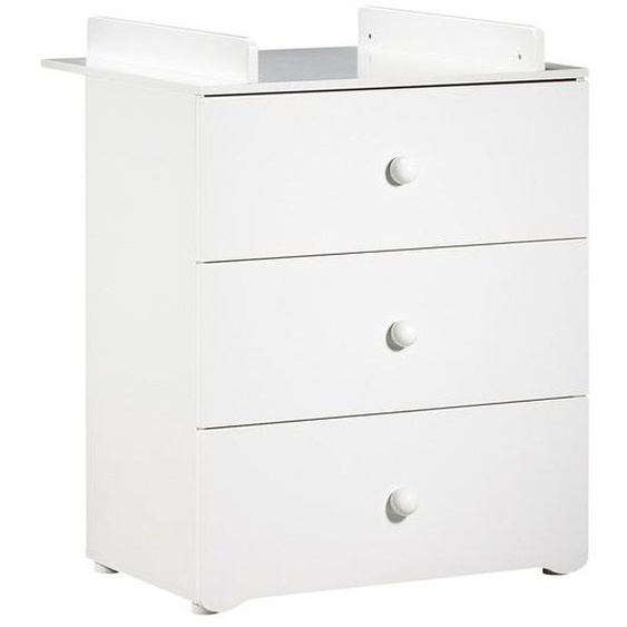 Commode à langer - Babyprice - Basic - 3 tiroirs - Boutons boule en bois blanc