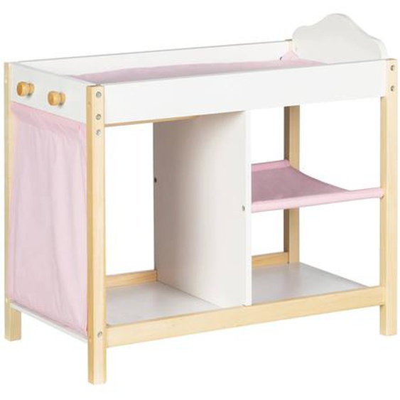 Commode À Langer Et Lit De Poupée 2en1 Avec Accessoires Scarlett Blanc / Rose
