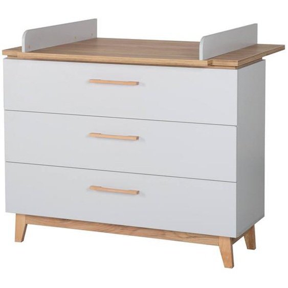 Commode À Langer Évolutive 3 Tiroirs Caro Gris Clair / Chêne Doré