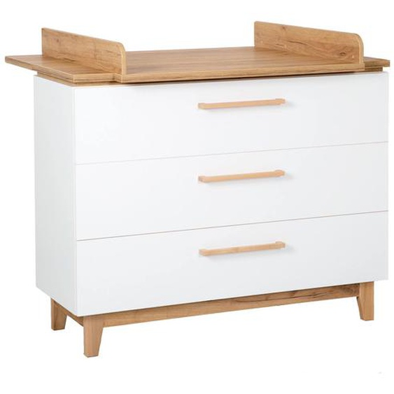 Commode À Langer Évolutive 3 Tiroirs Finn Blanc / Chêne Doré