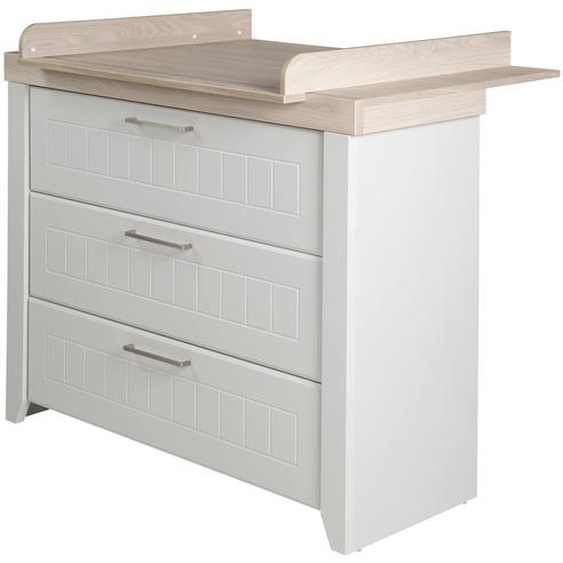 Commode À Langer Évolutive 3 Tiroirs Helene Gris Clair / Décor Luna Elm