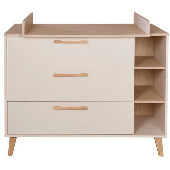 Commode à Langer Évolutive ROBA Jil avec 3 Tiroirs et 3 Niches - Fermeture Douce - Cashmere / Décor Châtaignier