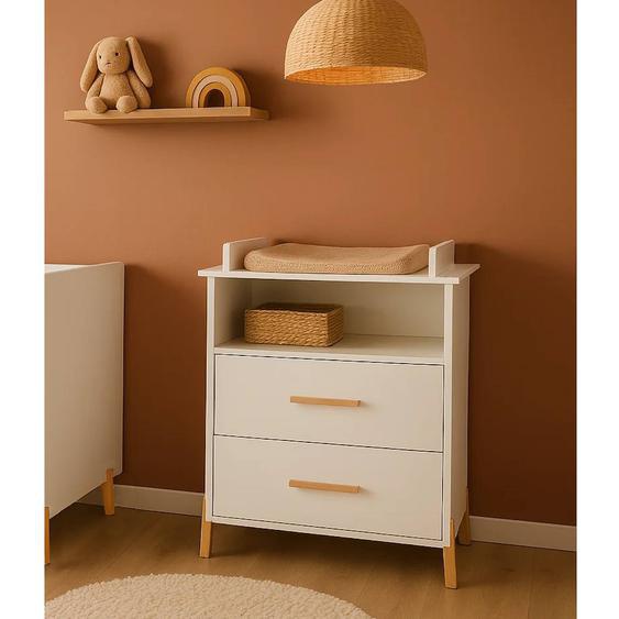 Commode À Langer Sur Pieds En Bois - Joy Blanc/gris