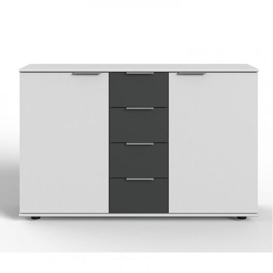 Commode AURELIA blanc 2 portes 4 tiroirs 130 cm