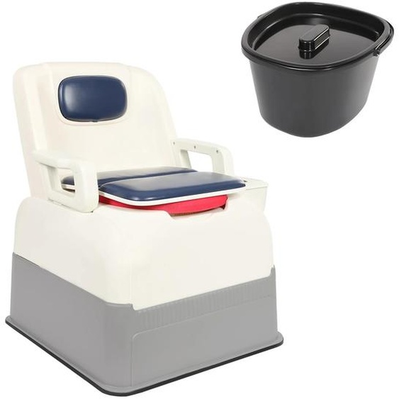 Commode avec tabouret, assise confortable, design anti-odeurs, couleur bleue