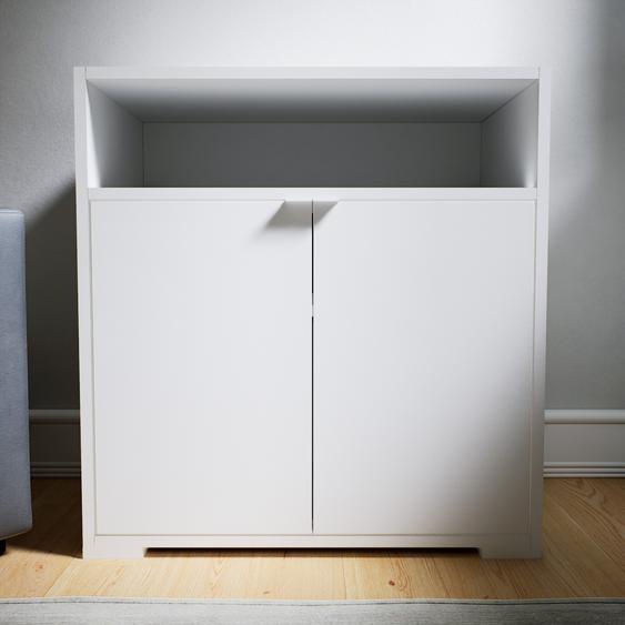 Commode - Blanc, contemporaine, élégantes, avec porte Blanc - 77 x 81 x 47 cm, personnalisable