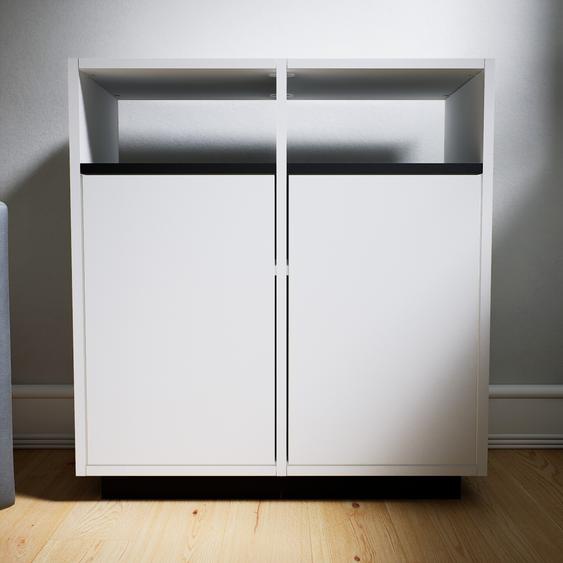 Commode - Blanc, contemporaine, élégantes, avec porte Blanc - 79 x 85 x 34 cm, personnalisable