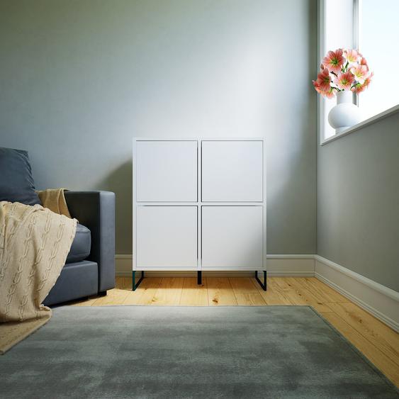 Commode - Blanc, contemporaine, élégantes, avec porte Blanc - 79 x 91 x 34 cm, personnalisable