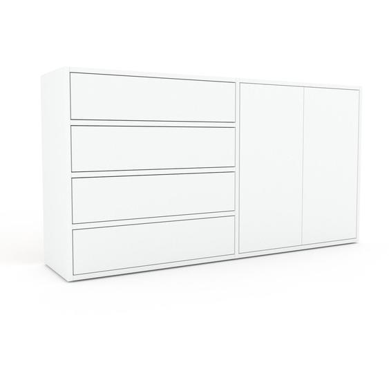 Commode - Blanc, moderne, raffinée, avec porte Blanc et tiroir Blanc - 151 x 79 x 34 cm