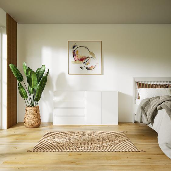 Commode - Blanc, moderne, raffinée, avec porte Blanc et tiroir Blanc - 151 x 79 x 34 cm