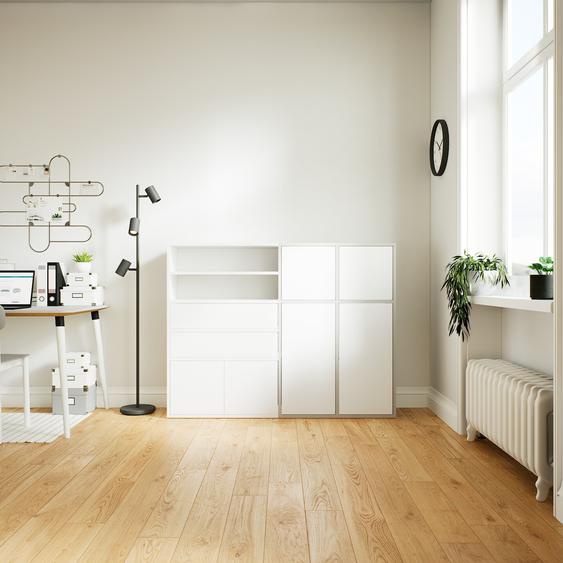 Commode - Blanc, moderne, raffinée, avec porte Blanc et tiroir Blanc - 154 x 118 x 34 cm