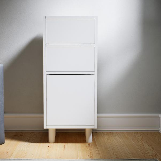 Commode - Blanc, moderne, raffinée, avec porte Blanc et tiroir Blanc - 41 x 91 x 34 cm