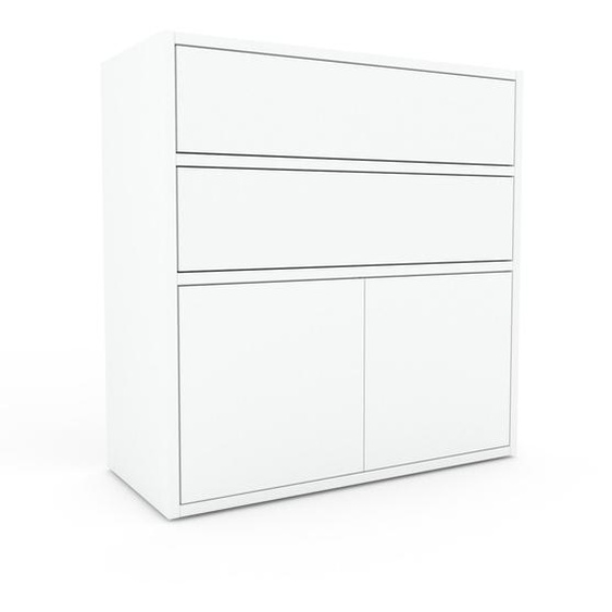 Commode - Blanc, moderne, raffinée, avec porte Blanc et tiroir Blanc - 77 x 79 x 34 cm