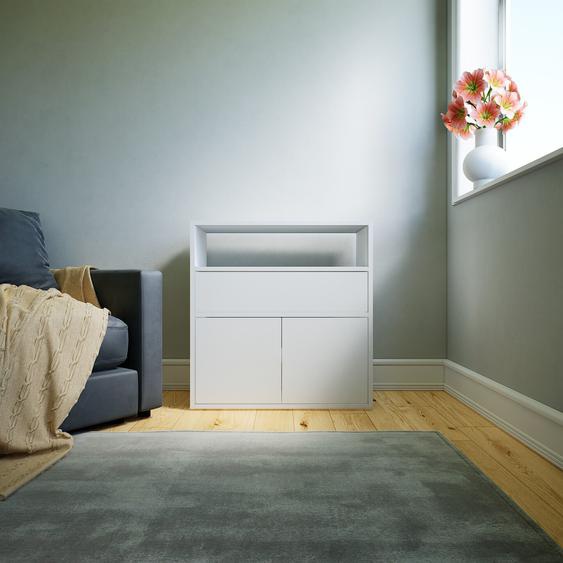 Commode - Blanc, moderne, raffinée, avec porte Blanc et tiroir Blanc - 77 x 79 x 34 cm